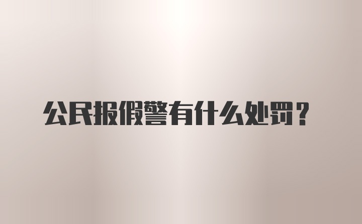 公民报假警有什么处罚?