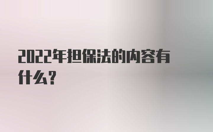 2022年担保法的内容有什么?