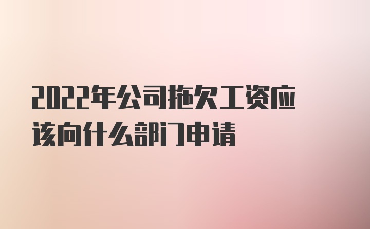 2022年公司拖欠工资应该向什么部门申请