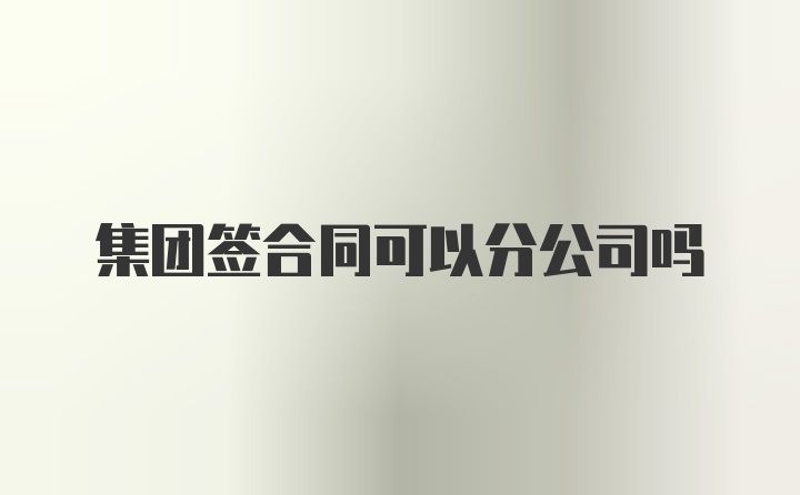 集团签合同可以分公司吗