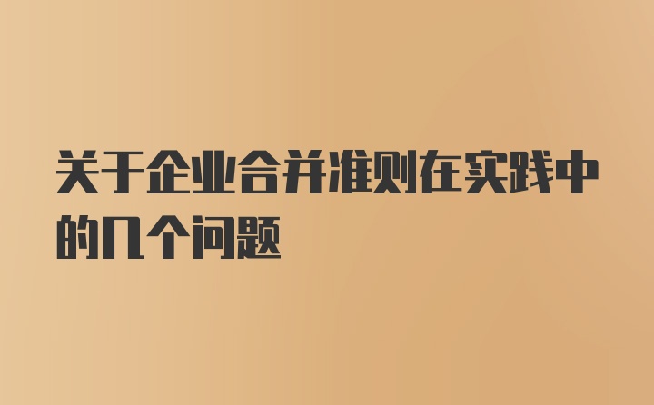 关于企业合并准则在实践中的几个问题