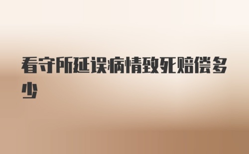 看守所延误病情致死赔偿多少