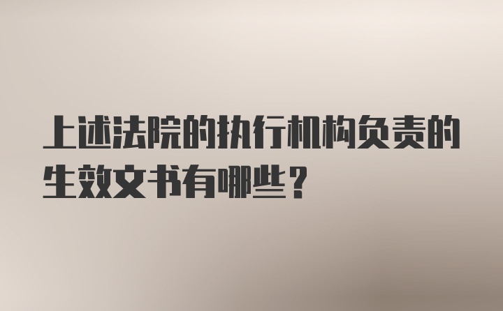 上述法院的执行机构负责的生效文书有哪些？