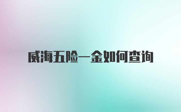 威海五险一金如何查询