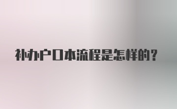 补办户口本流程是怎样的？