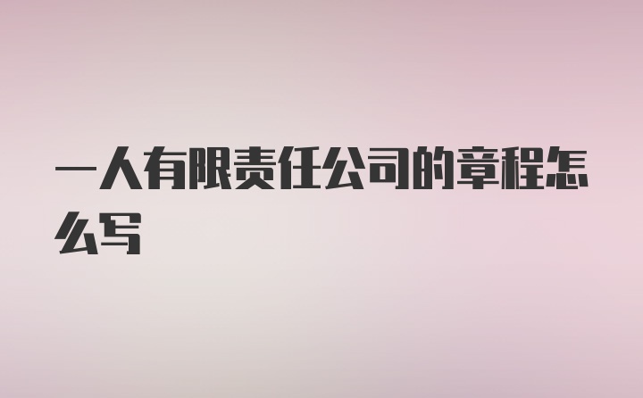 一人有限责任公司的章程怎么写