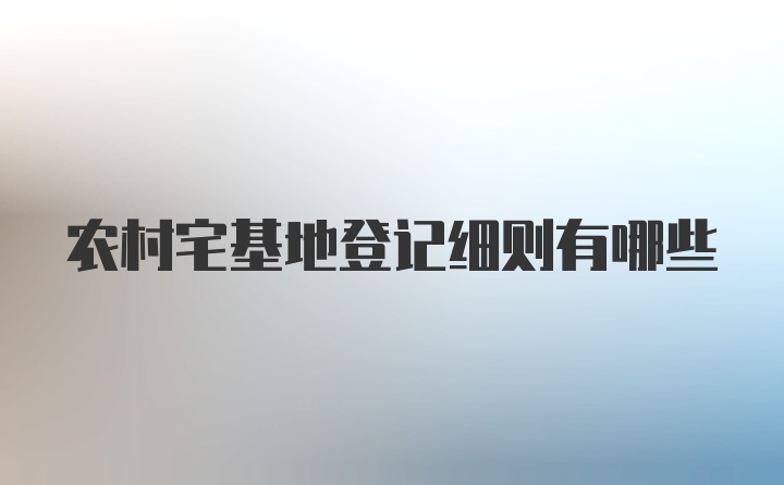 农村宅基地登记细则有哪些