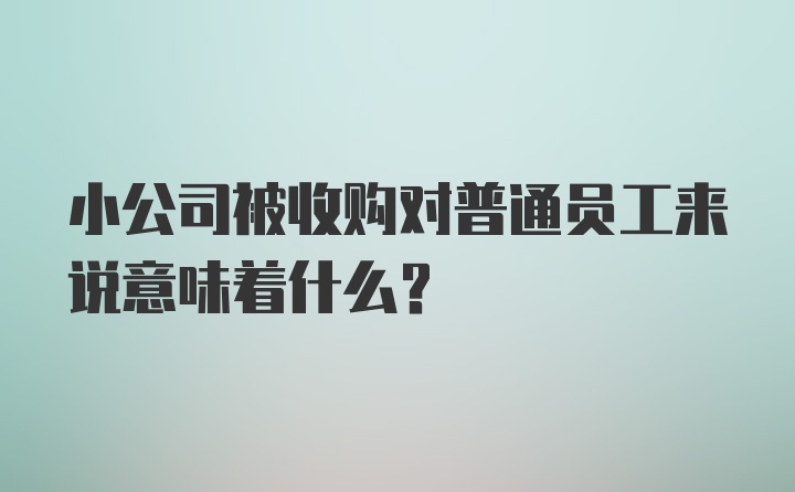 小公司被收购对普通员工来说意味着什么？