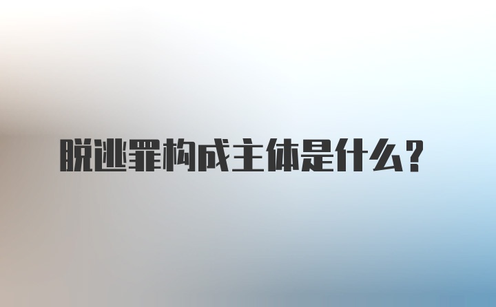 脱逃罪构成主体是什么？