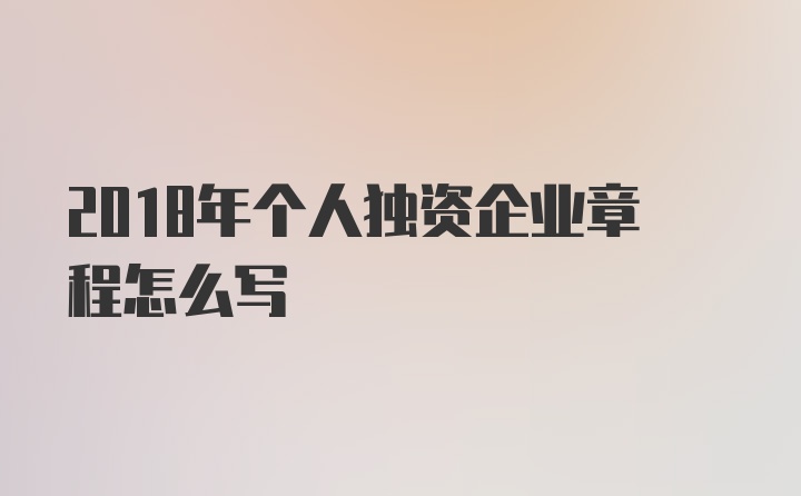 2018年个人独资企业章程怎么写