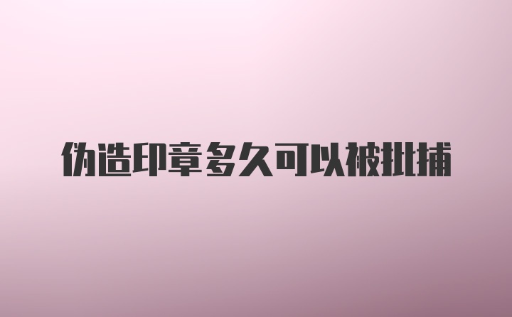 伪造印章多久可以被批捕