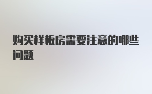 购买样板房需要注意的哪些问题