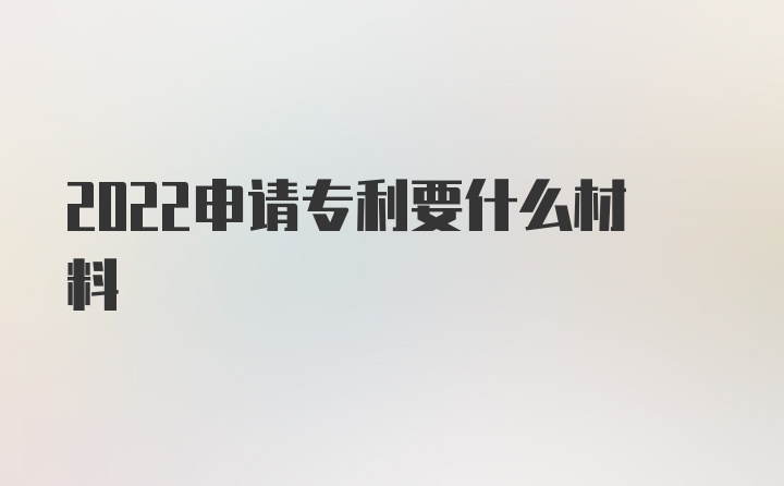 2022申请专利要什么材料