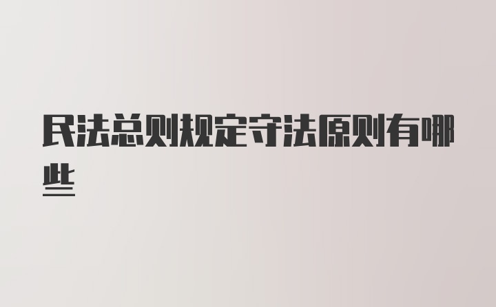 民法总则规定守法原则有哪些