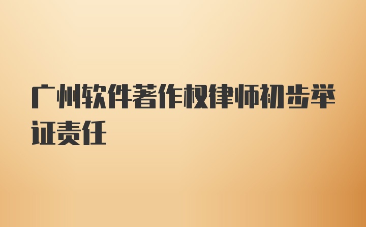 广州软件著作权律师初步举证责任