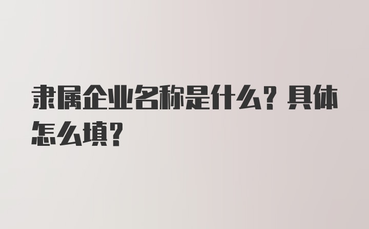 隶属企业名称是什么？具体怎么填？