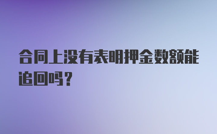 合同上没有表明押金数额能追回吗？