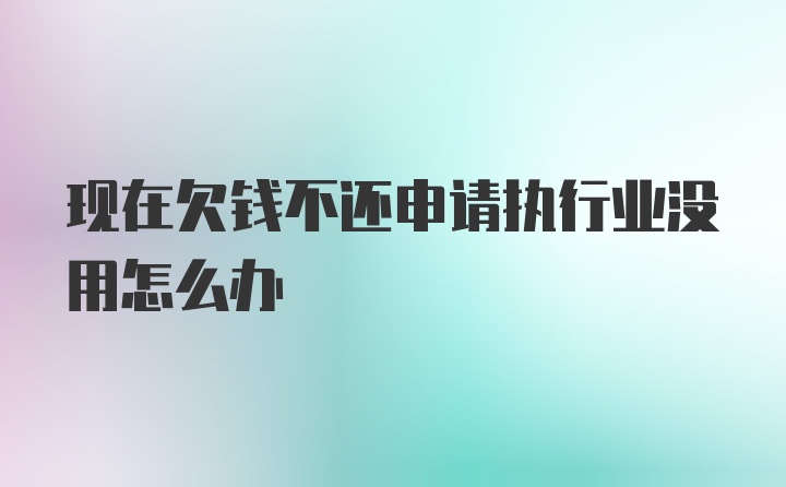 现在欠钱不还申请执行业没用怎么办