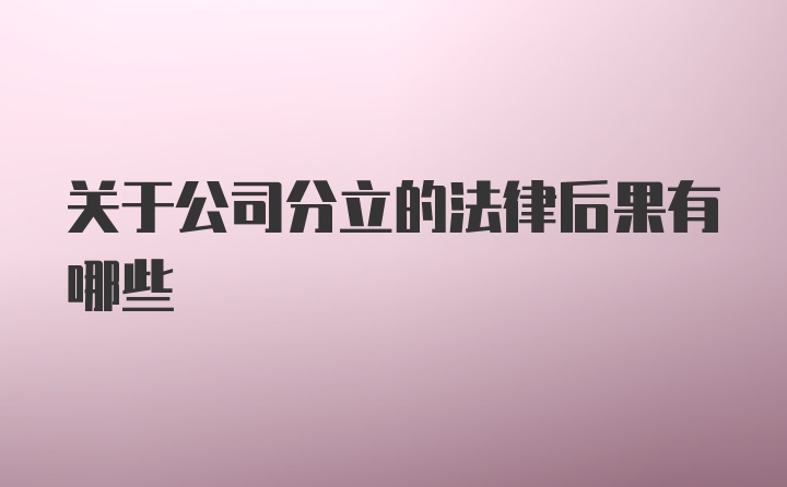 关于公司分立的法律后果有哪些