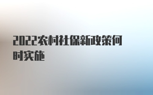 2022农村社保新政策何时实施