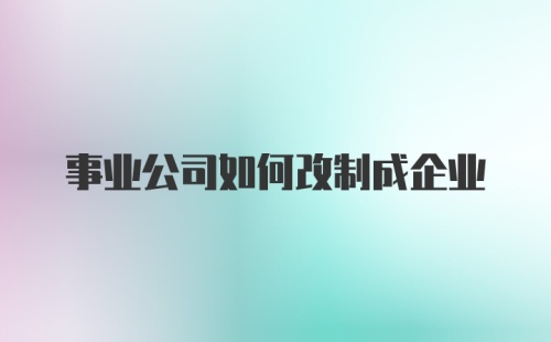 事业公司如何改制成企业