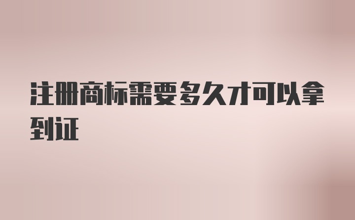 注册商标需要多久才可以拿到证