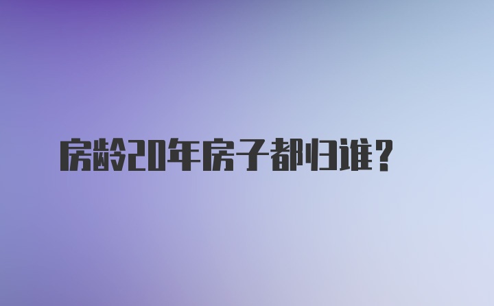 房龄20年房子都归谁？