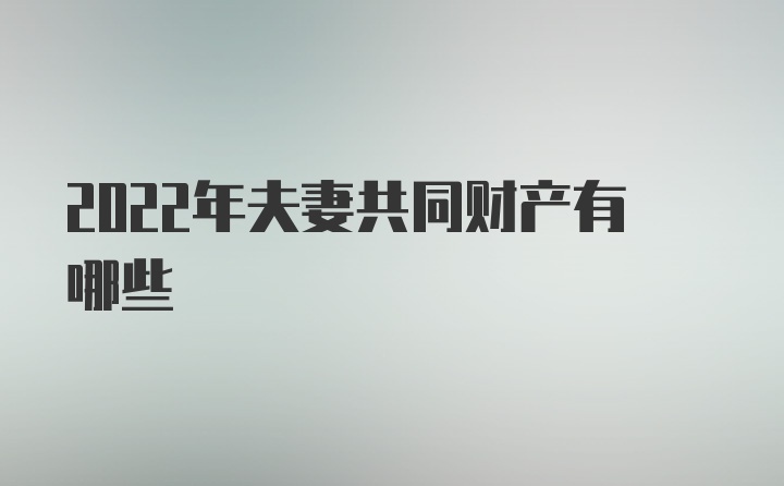 2022年夫妻共同财产有哪些