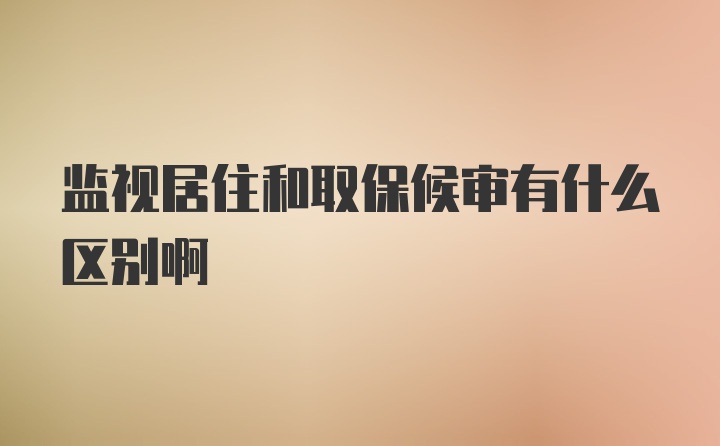 监视居住和取保候审有什么区别啊