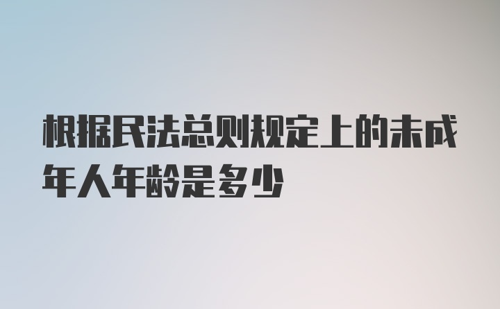 根据民法总则规定上的未成年人年龄是多少