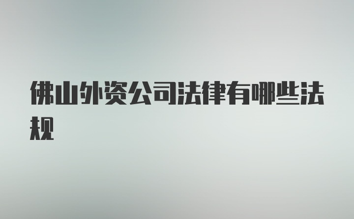 佛山外资公司法律有哪些法规