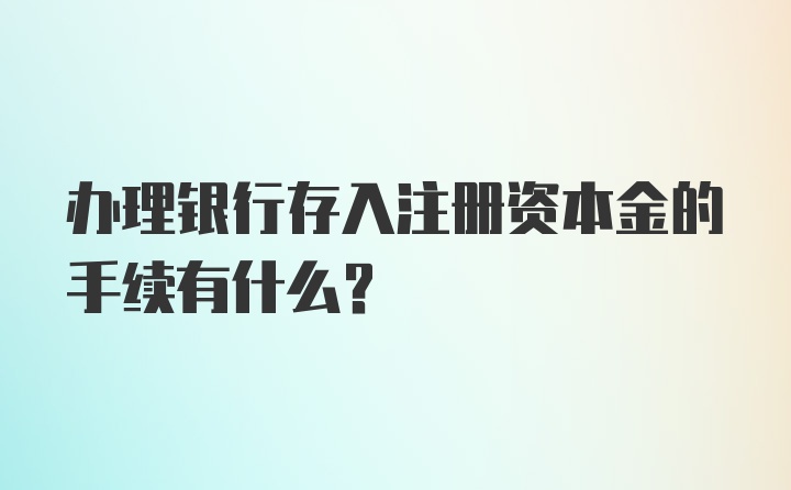 办理银行存入注册资本金的手续有什么？