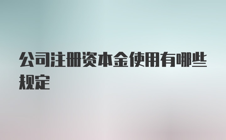 公司注册资本金使用有哪些规定