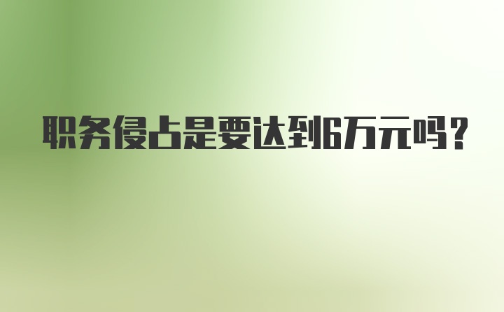 职务侵占是要达到6万元吗？