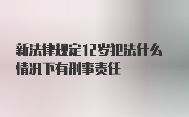 新法律规定12岁犯法什么情况下有刑事责任