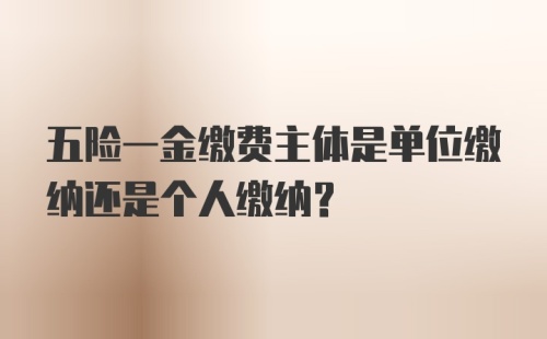 五险一金缴费主体是单位缴纳还是个人缴纳？