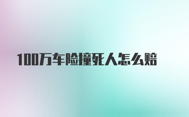 100万车险撞死人怎么赔