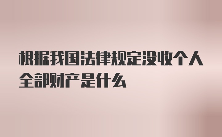 根据我国法律规定没收个人全部财产是什么