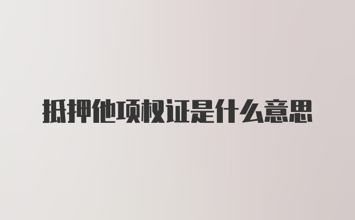 抵押他项权证是什么意思