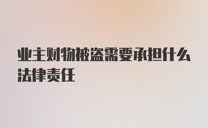 业主财物被盗需要承担什么法律责任