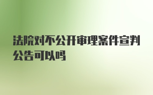 法院对不公开审理案件宣判公告可以吗