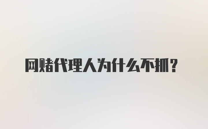 网赌代理人为什么不抓？