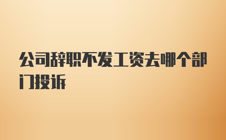 公司辞职不发工资去哪个部门投诉