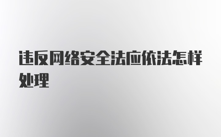 违反网络安全法应依法怎样处理