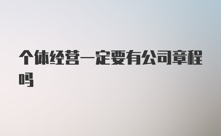 个体经营一定要有公司章程吗