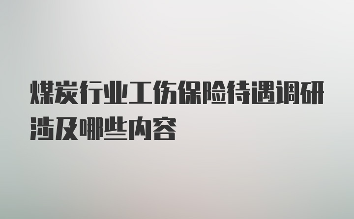 煤炭行业工伤保险待遇调研涉及哪些内容