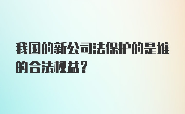 我国的新公司法保护的是谁的合法权益？