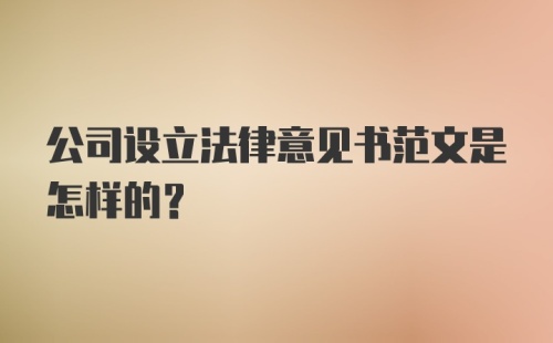 公司设立法律意见书范文是怎样的？