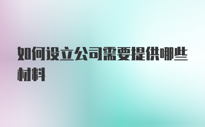 如何设立公司需要提供哪些材料