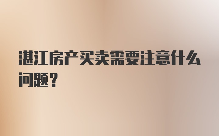 湛江房产买卖需要注意什么问题？